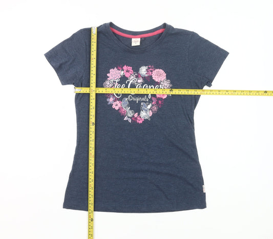 Lee Cooper Womens Blue Floral Graphic T-Shirt Size 10