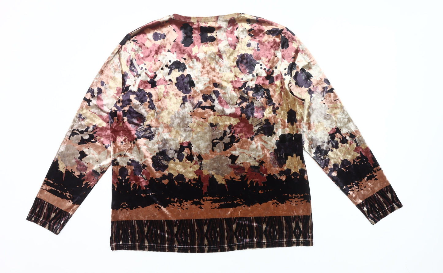 Paco Boutique Womens Multicoloured Velvet Floral Blouse Size 16