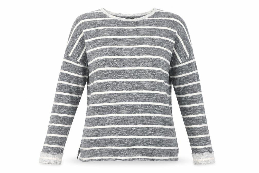 Dunnes Women’s Grey Striped Long Sleeve Knit T-Shirt Size 8