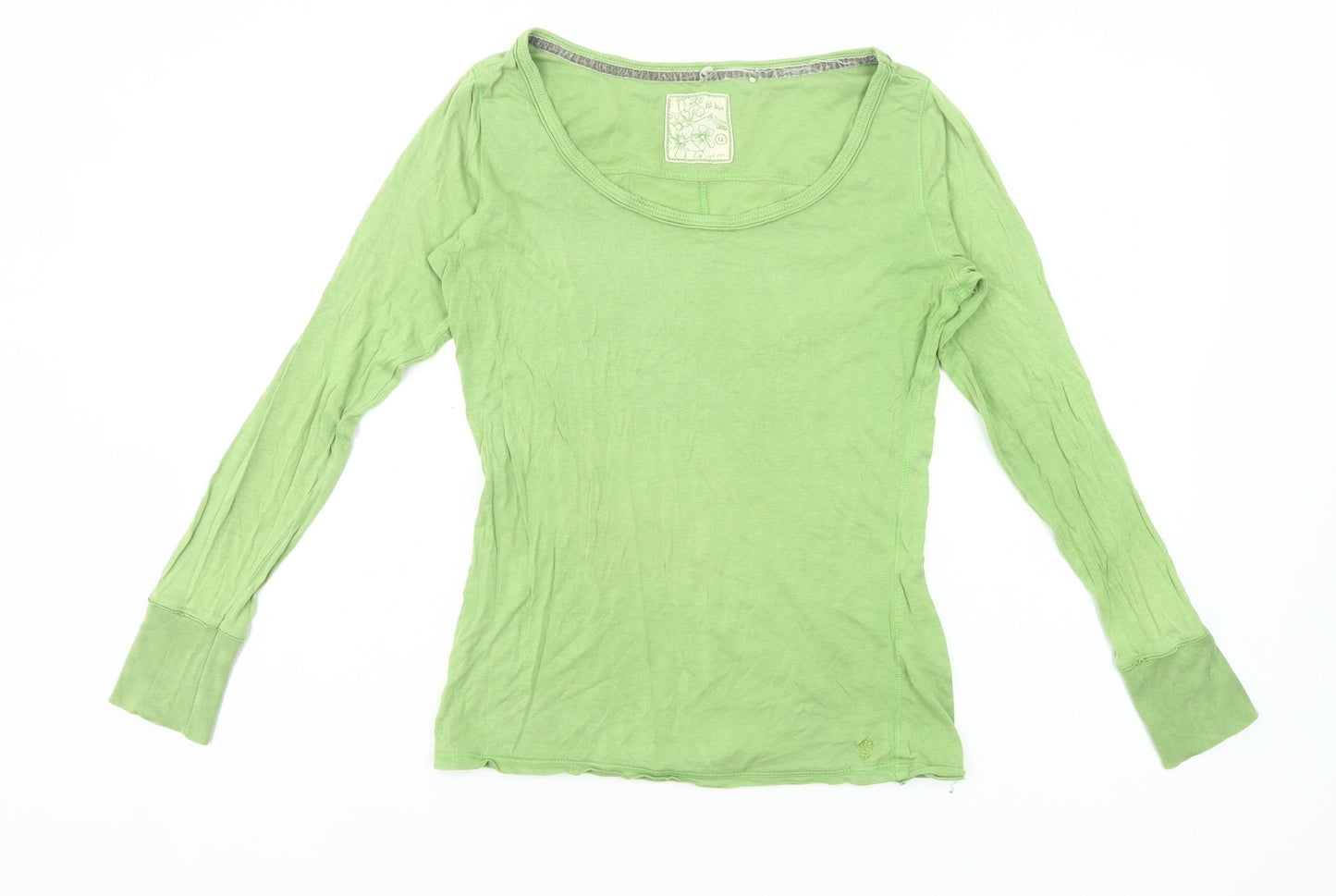 Fat Face Womens Green Long Sleeve Scoop Neck Jersey Top Size 12