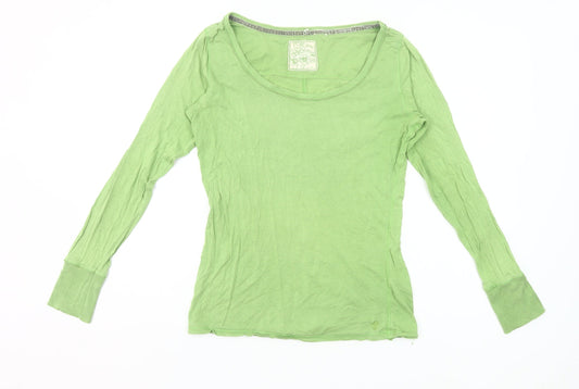 Fat Face Womens Green Long Sleeve Scoop Neck Jersey Top Size 12