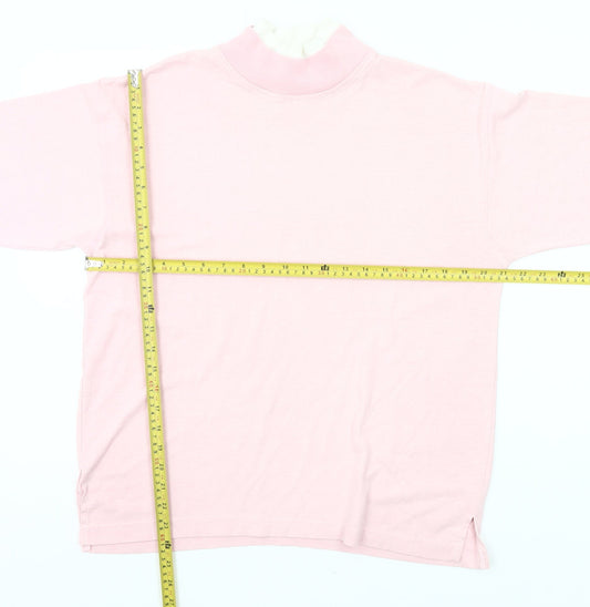 Gitano Womens Pink Mock Neck 3/4 Sleeve Basic T-Shirt Size S