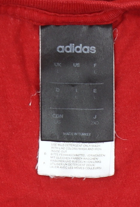 Adidas Men’s Red Cotton Logo T-Shirt Size L Short Sleeve Crew Neck