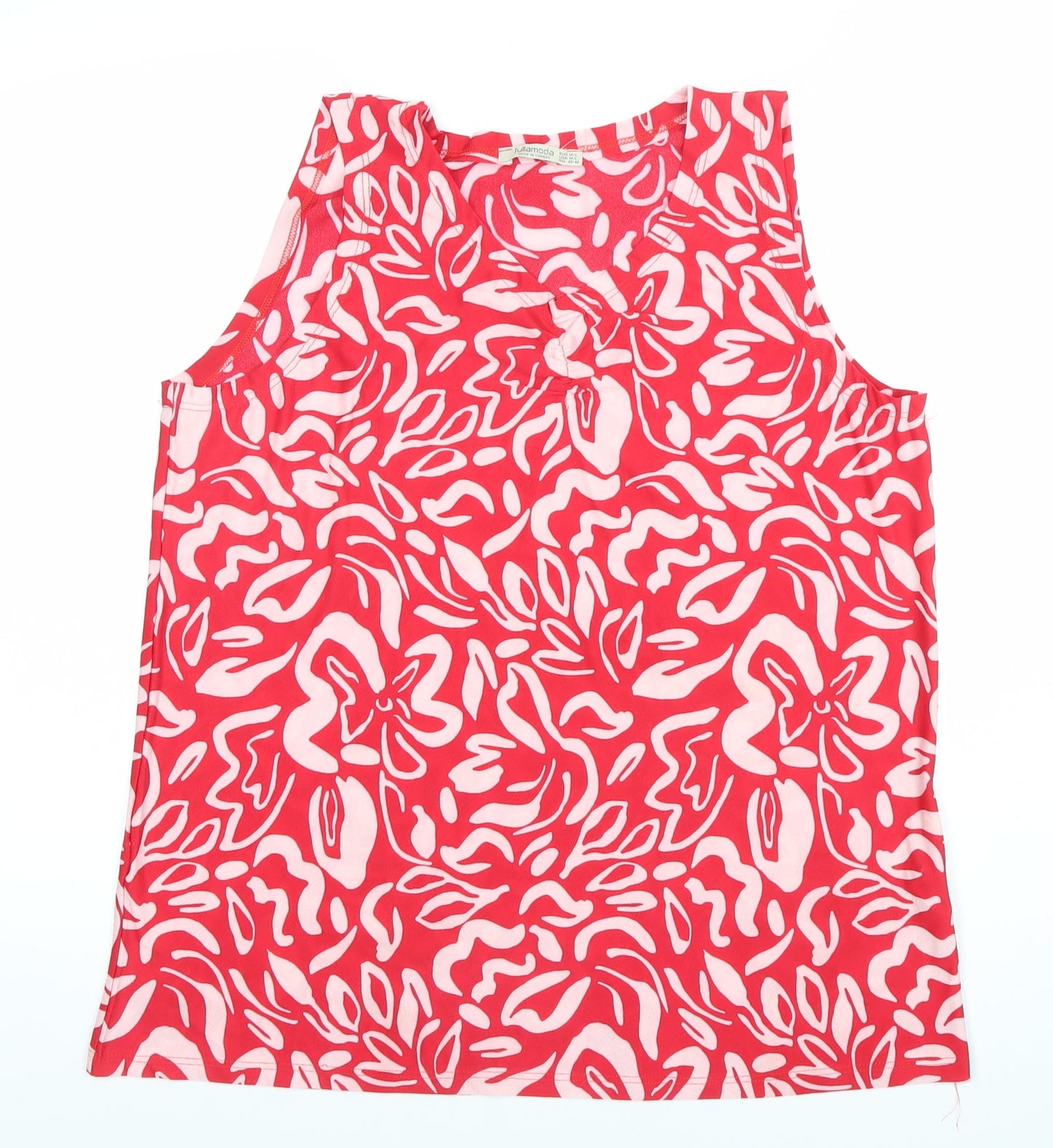 Fullamoda Women Red Cotton Sleeveless Tank Top Size 12-14