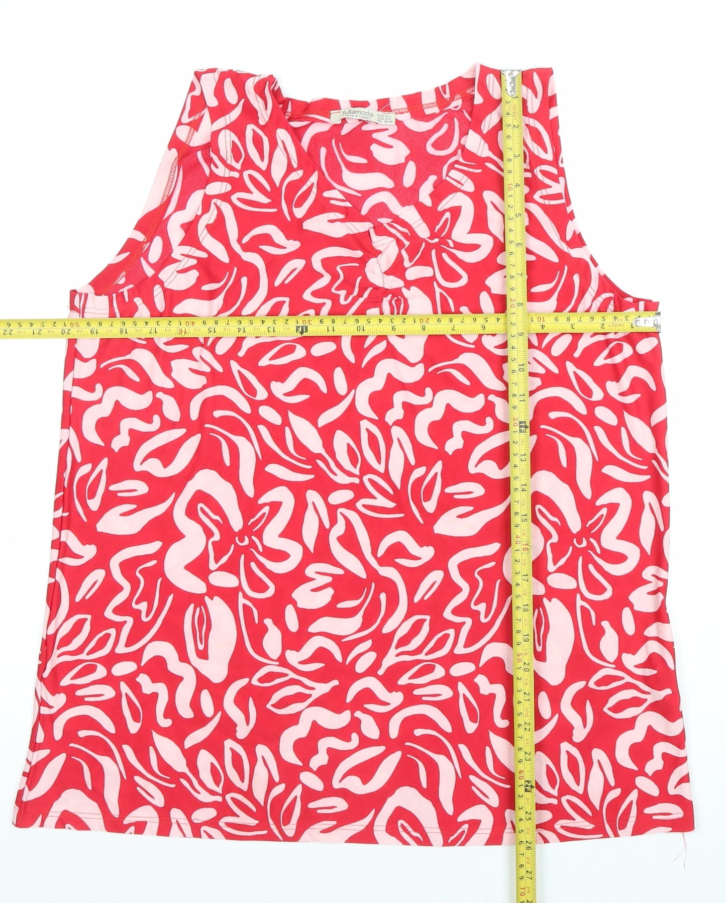 Fullamoda Women Red Cotton Sleeveless Tank Top Size 12-14