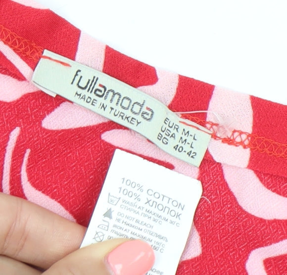 Fullamoda Women Red Cotton Sleeveless Tank Top Size 12-14