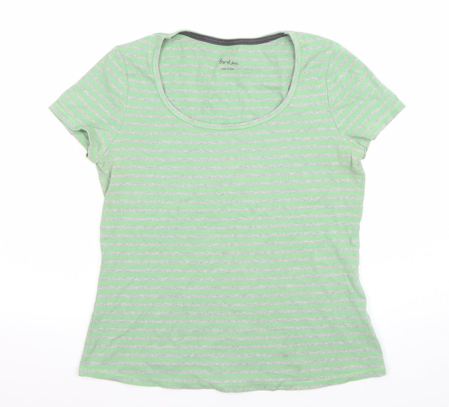 Boden Women’s Green Striped Short Sleeve T-Shirt Size 12