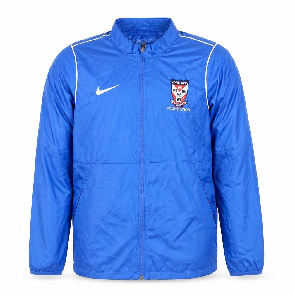 Front view of Nike boys’ blue track jacket 12-13 years york city foundation sports zip