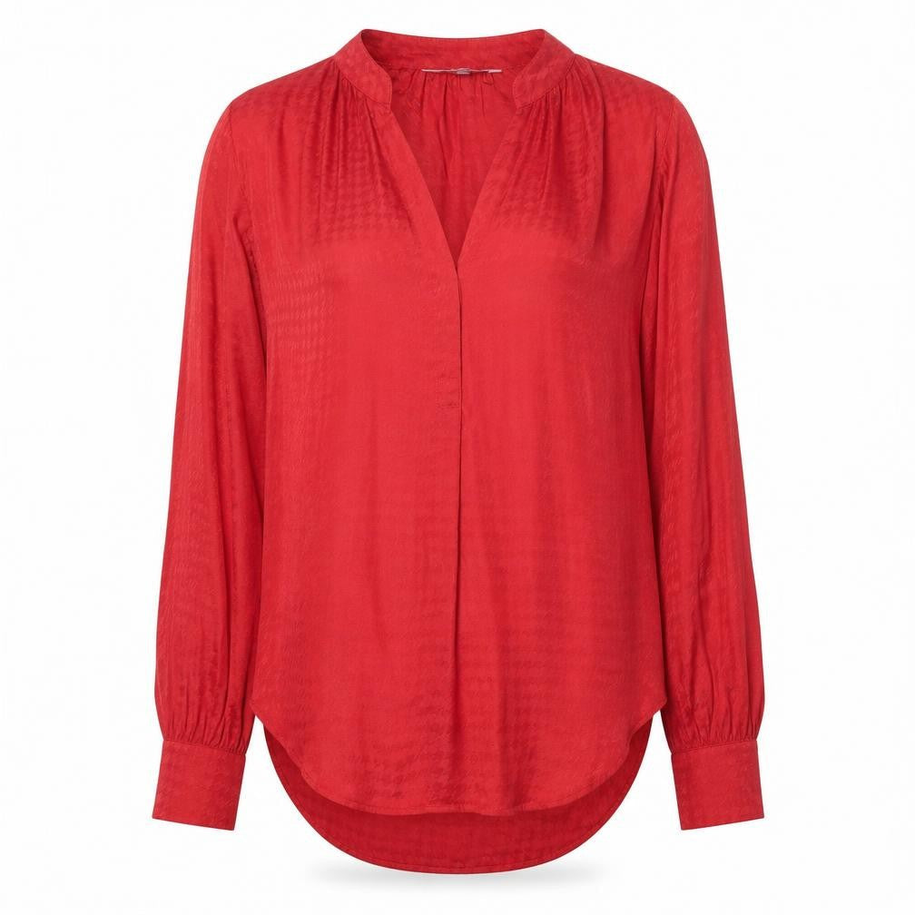 Next Women’s Red Long Sleeve Tunic Blouse Size 10 V-Neck Workwear