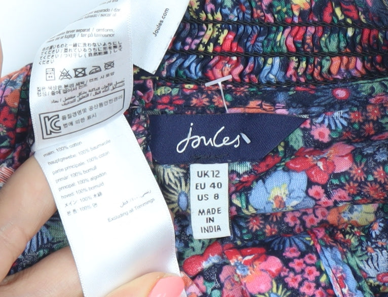 Joules Womens Multicoloured Floral Ruffle Long Sleeve Blouse UK 12