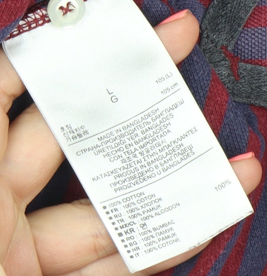 Gap Men’s Red Blue Striped Classic Polo Shirt Size L Cotton