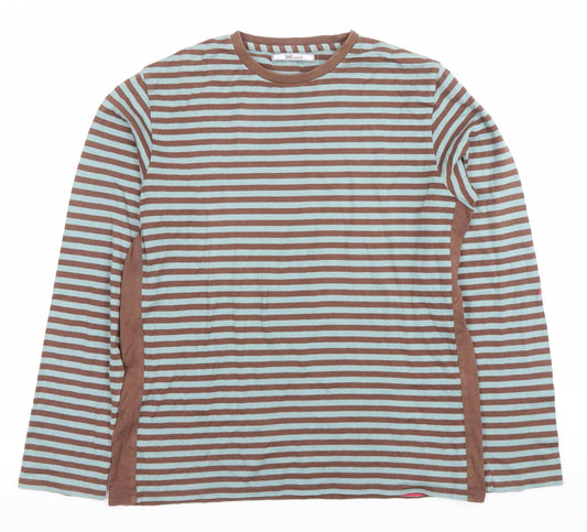 DAKS Women’s Brown Blue Striped Cotton Long Sleeve T-Shirt L