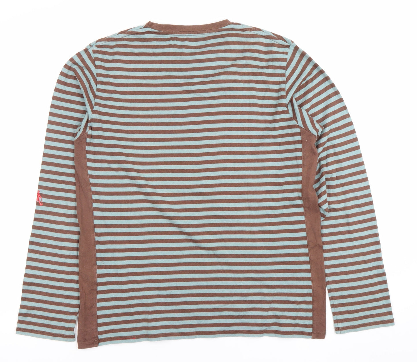 DAKS Women’s Brown Blue Striped Cotton Long Sleeve T-Shirt L