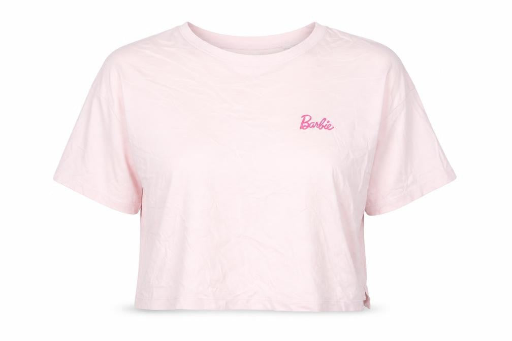H&M Women Barbie Pink Cotton Cropped T-Shirt Size 12