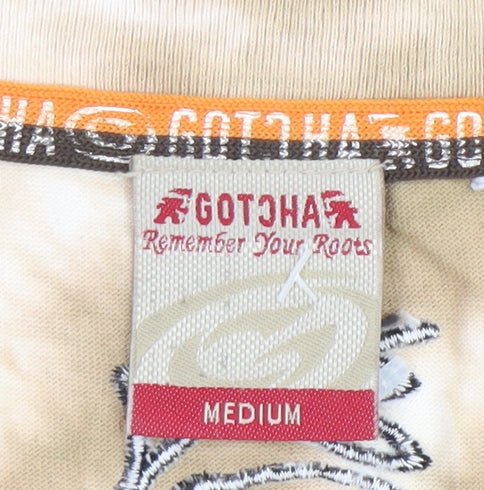 Gotcha Men’s Beige Tie Dye Surf Graphic T-Shirt Medium