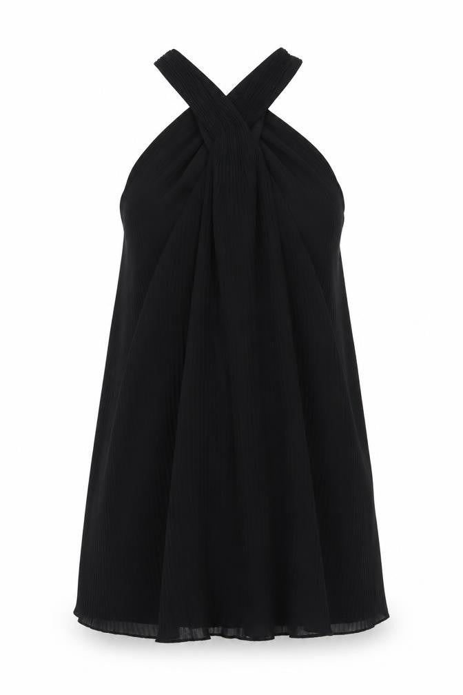 Zara Trafaluc Women’s Black XS Halter Neck Pleated Blouse