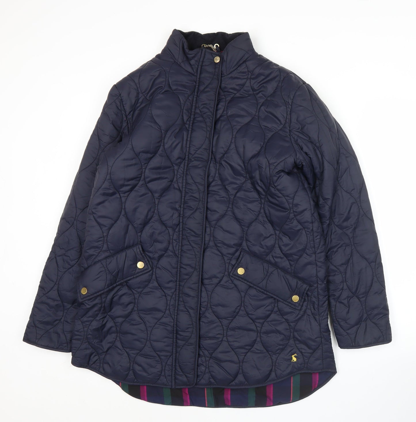 Joules Womens Blue Quilted Mid-Length Jacket Size 12