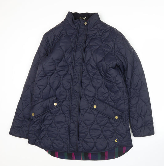Joules Womens Blue Quilted Mid-Length Jacket Size 12