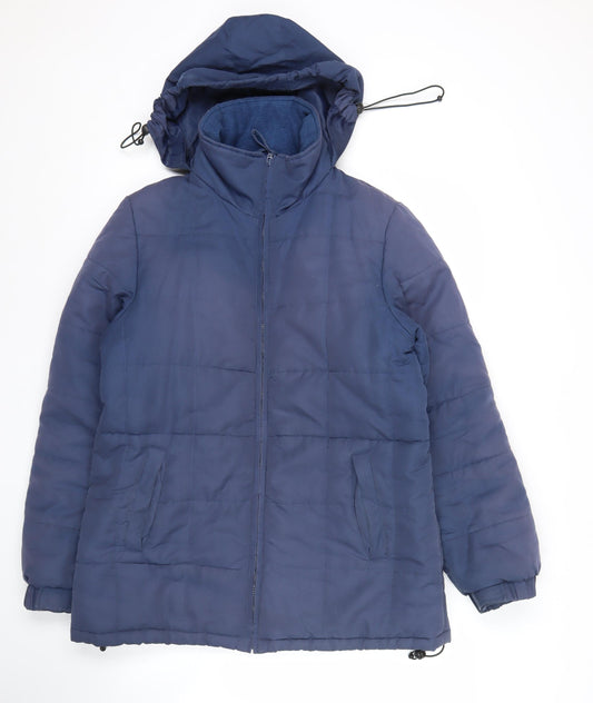 Hawkshead Men’s Blue Puffer Jacket S Hooded Polyester Winter Coat