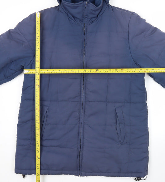 Hawkshead Men’s Blue Puffer Jacket S Hooded Polyester Winter Coat