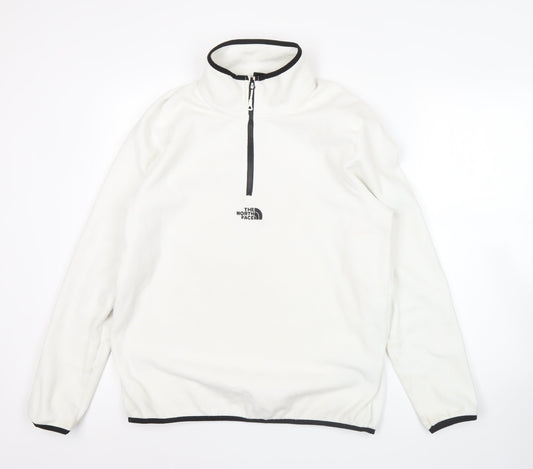 The North Face Men’s White Fleece Sweatshirt M 1/4 Zip Pullover