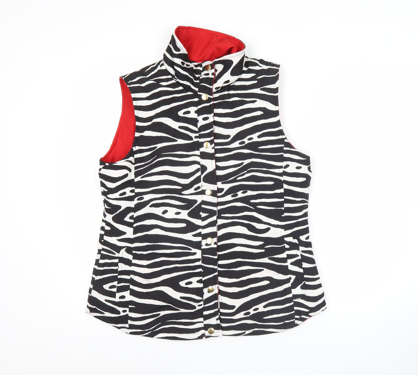 Casual Identity Womens Zebra Print Waistcoat Black White Red M