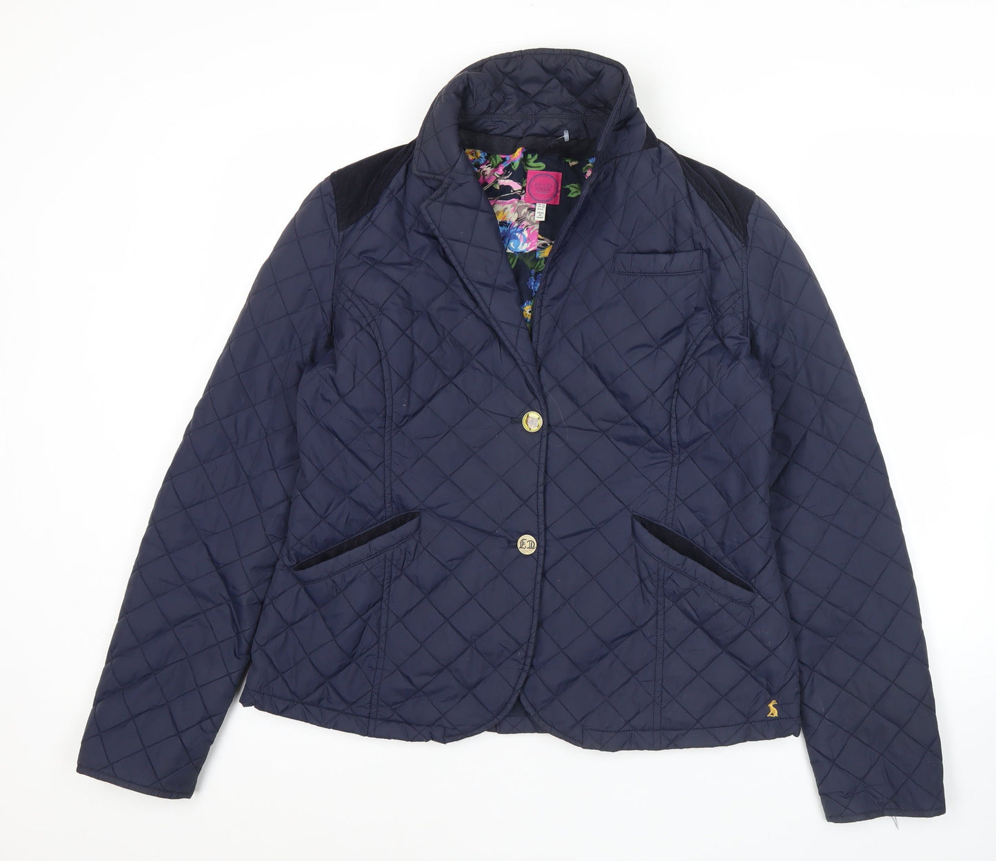 Joules Women’s Blue Quilted Blazer Jacket Size 14 Regular Fit