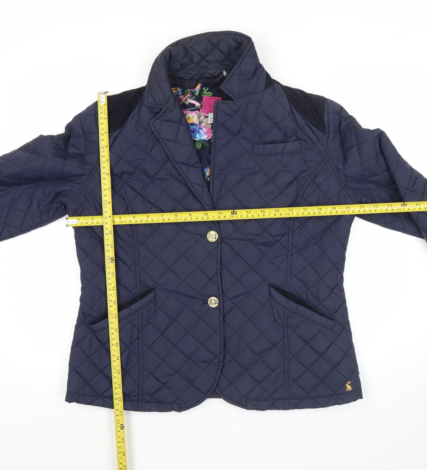 Joules Women’s Blue Quilted Blazer Jacket Size 14 Regular Fit