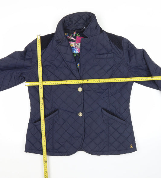 Joules Women’s Blue Quilted Blazer Jacket Size 14 Regular Fit