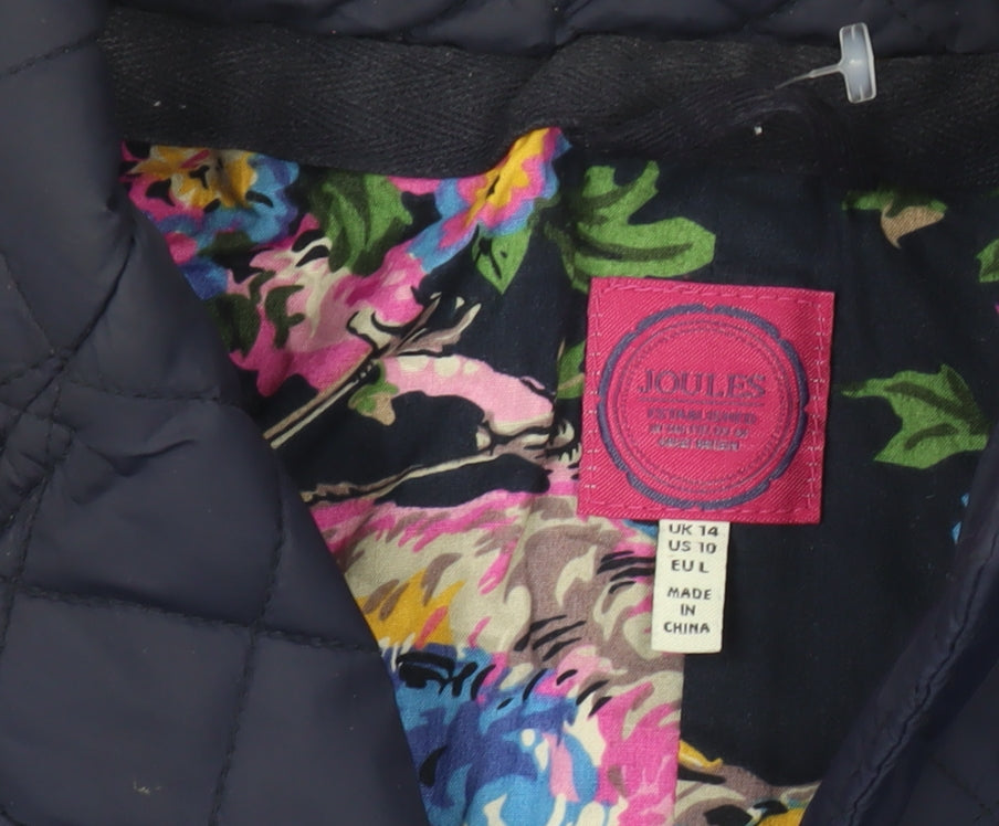 Joules Women’s Blue Quilted Blazer Jacket Size 14 Regular Fit