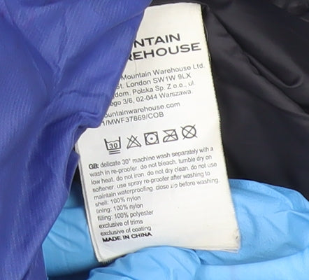 Mountain Warehouse Womens Black Blue Puffer Jacket Coat Size UK 6 Hooded