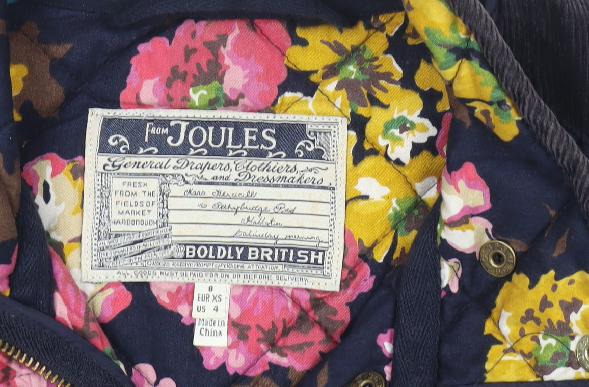 Joules Womens Blue Quilted Mid-Length Jacket Size 8