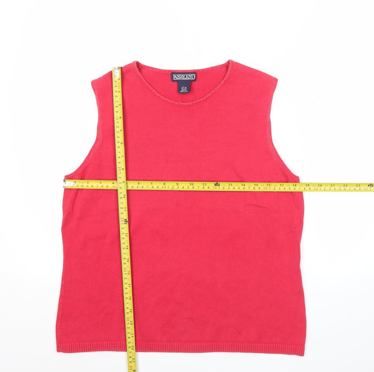 Lands' End Women Red Cotton Knit Tank Top Size 14 Petite