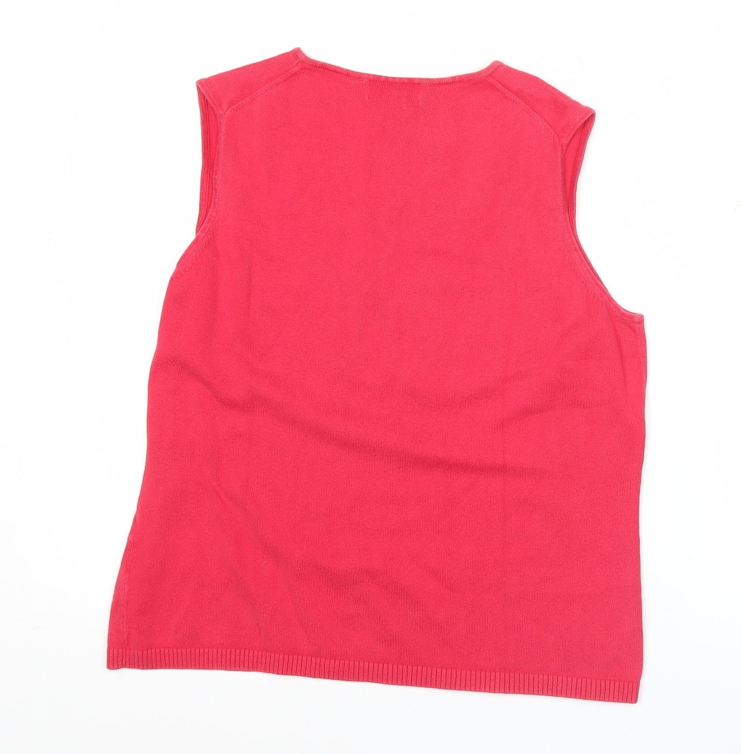 Lands' End Women Red Cotton Knit Tank Top Size 14 Petite