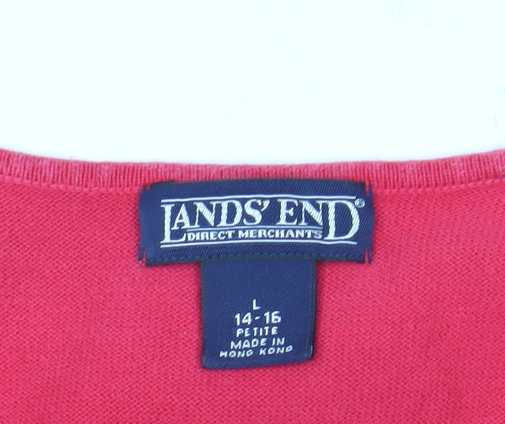 Lands' End Women Red Cotton Knit Tank Top Size 14 Petite
