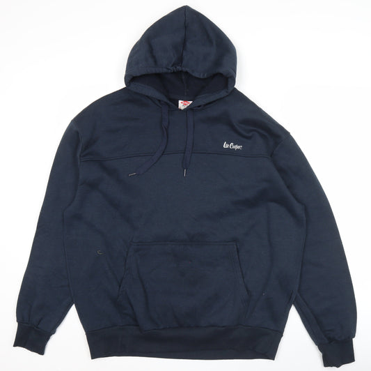 Lee Cooper Men’s Blue Pullover Hoodie XL Logo Regular Fit