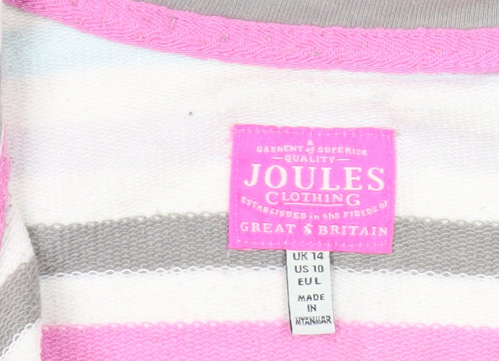 Joules Womens Multicoloured Striped 1/4 Zip Sweatshirt UK 14
