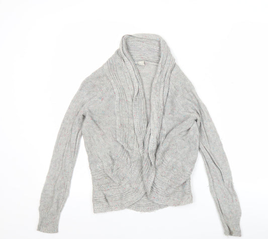 Tu Girls Grey Cardigan Jumper 8 Years Acrylic Knit Long Sleeve