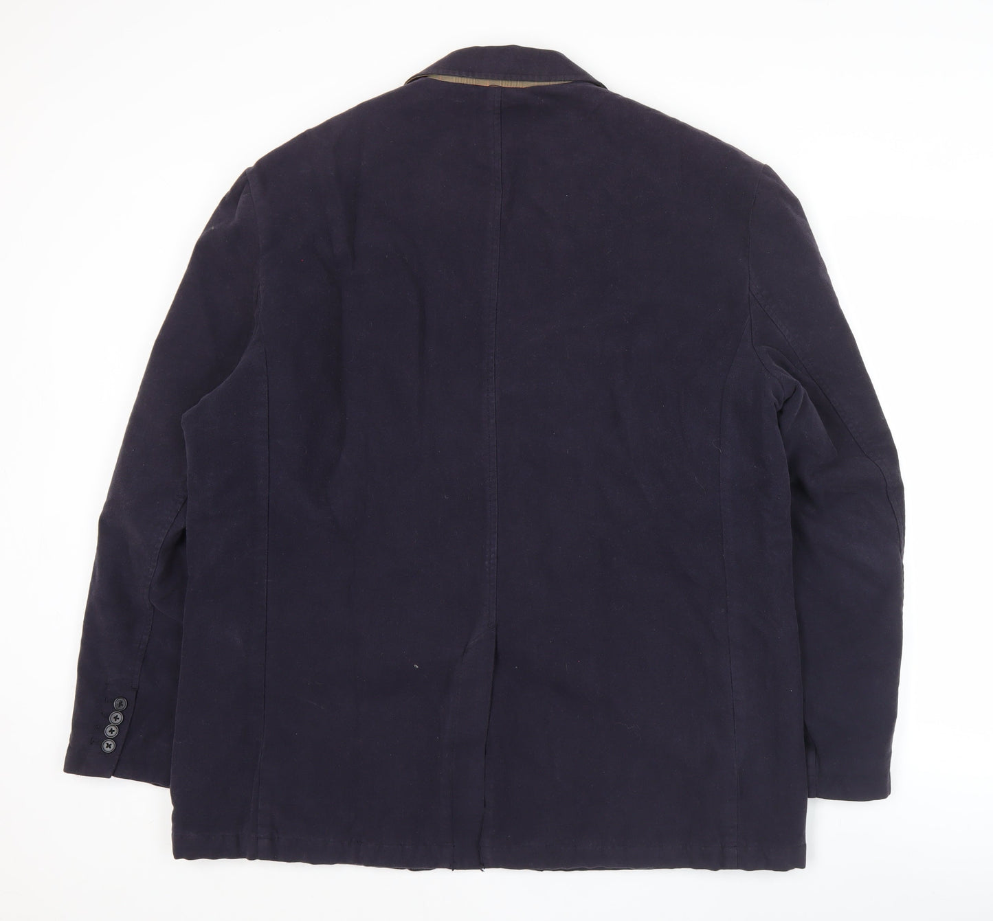 Lands' End Men's Blue Cotton Blazer Jacket L 42-44 Mid-Length