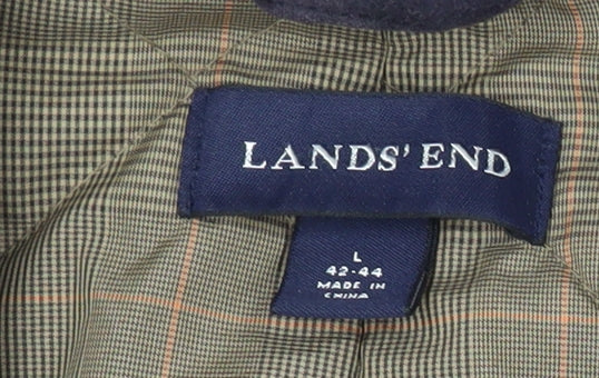 Lands' End Men's Blue Cotton Blazer Jacket L 42-44 Mid-Length
