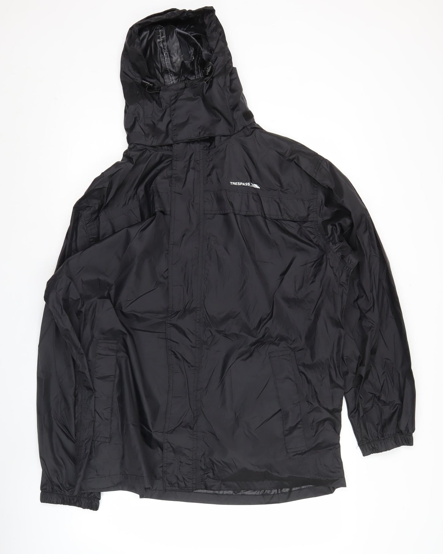 Trespass Mens Black L Rain Coat Waterproof Hooded Jacket