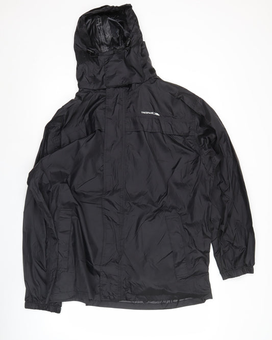 Trespass Mens Black L Rain Coat Waterproof Hooded Jacket