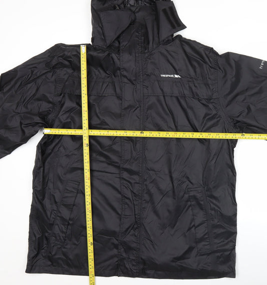 Trespass Mens Black L Rain Coat Waterproof Hooded Jacket