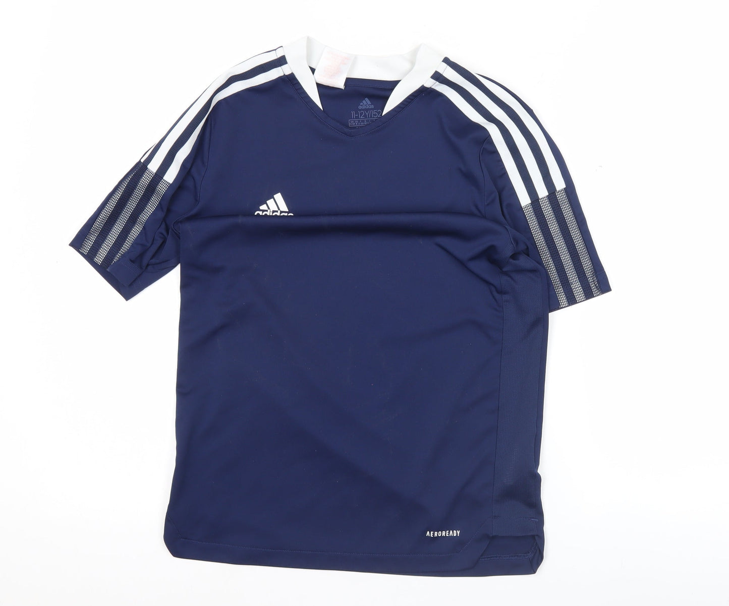 Adidas Boys Blue 11-12Y Football Jersey T-Shirt Lightweight Sports Top