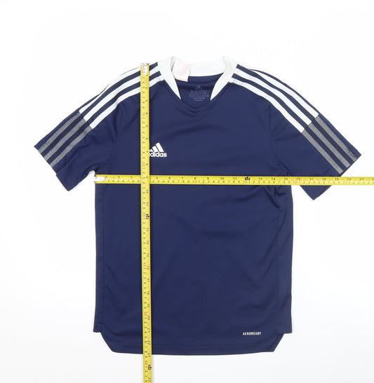 Adidas Boys Blue 11-12Y Football Jersey T-Shirt Lightweight Sports Top