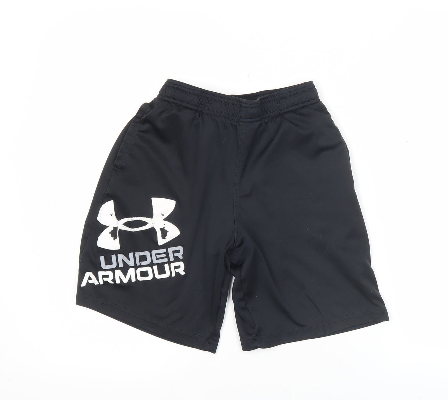 Under Armour Boys Black L Athletic Sports Shorts Elastic Waist