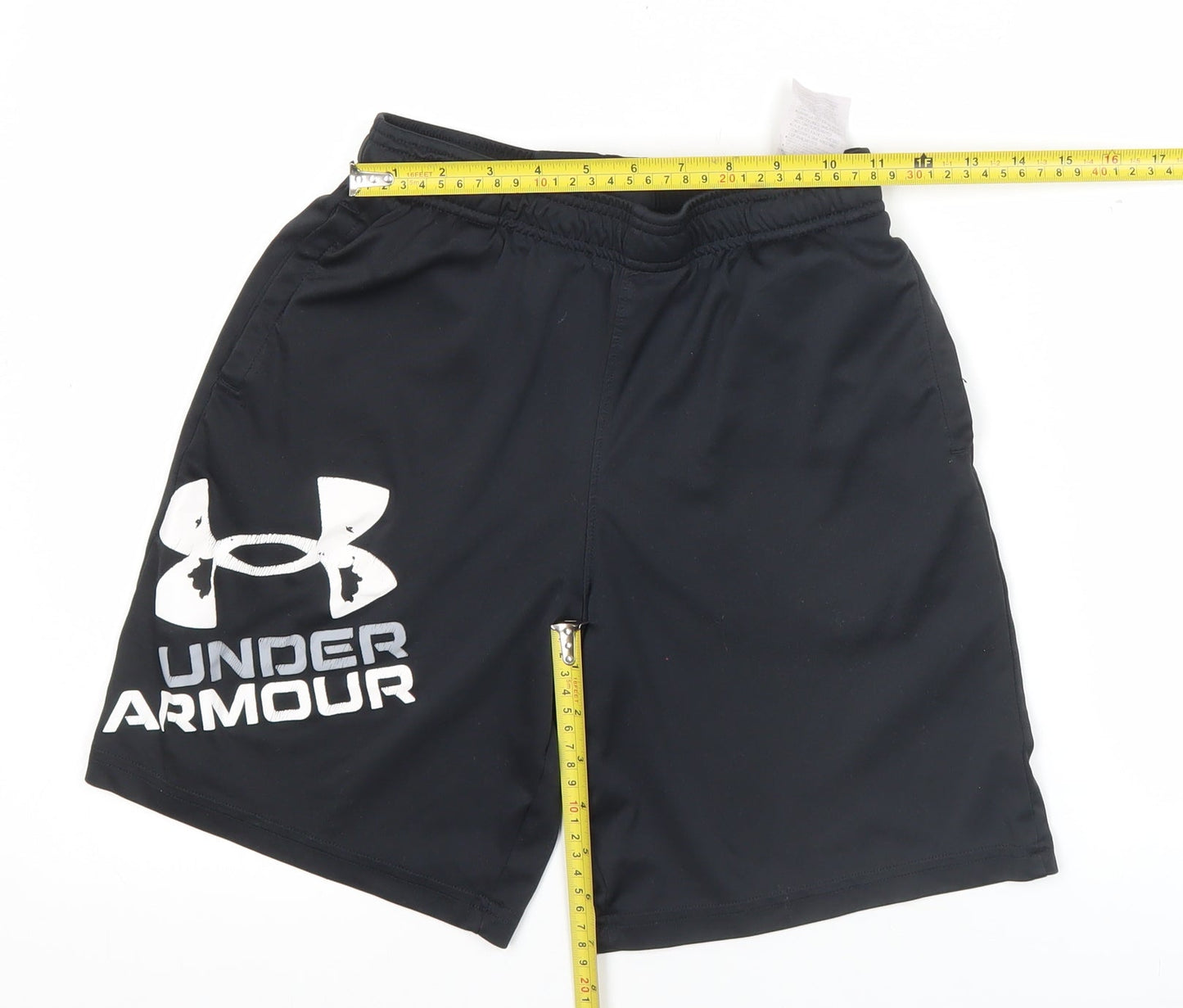 Under Armour Boys Black L Athletic Sports Shorts Elastic Waist