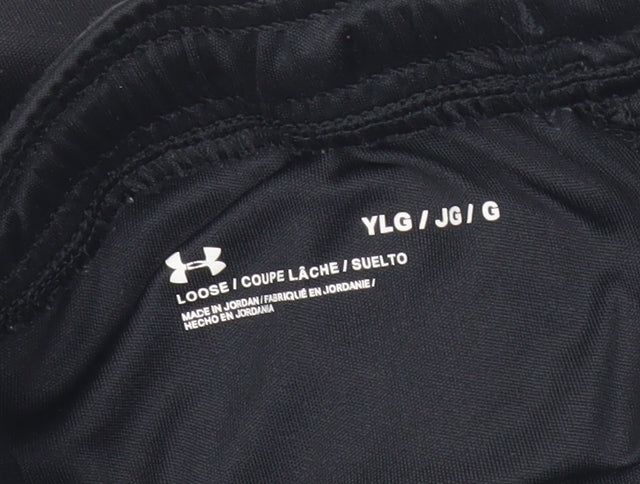 Under Armour Boys Black L Athletic Sports Shorts Elastic Waist