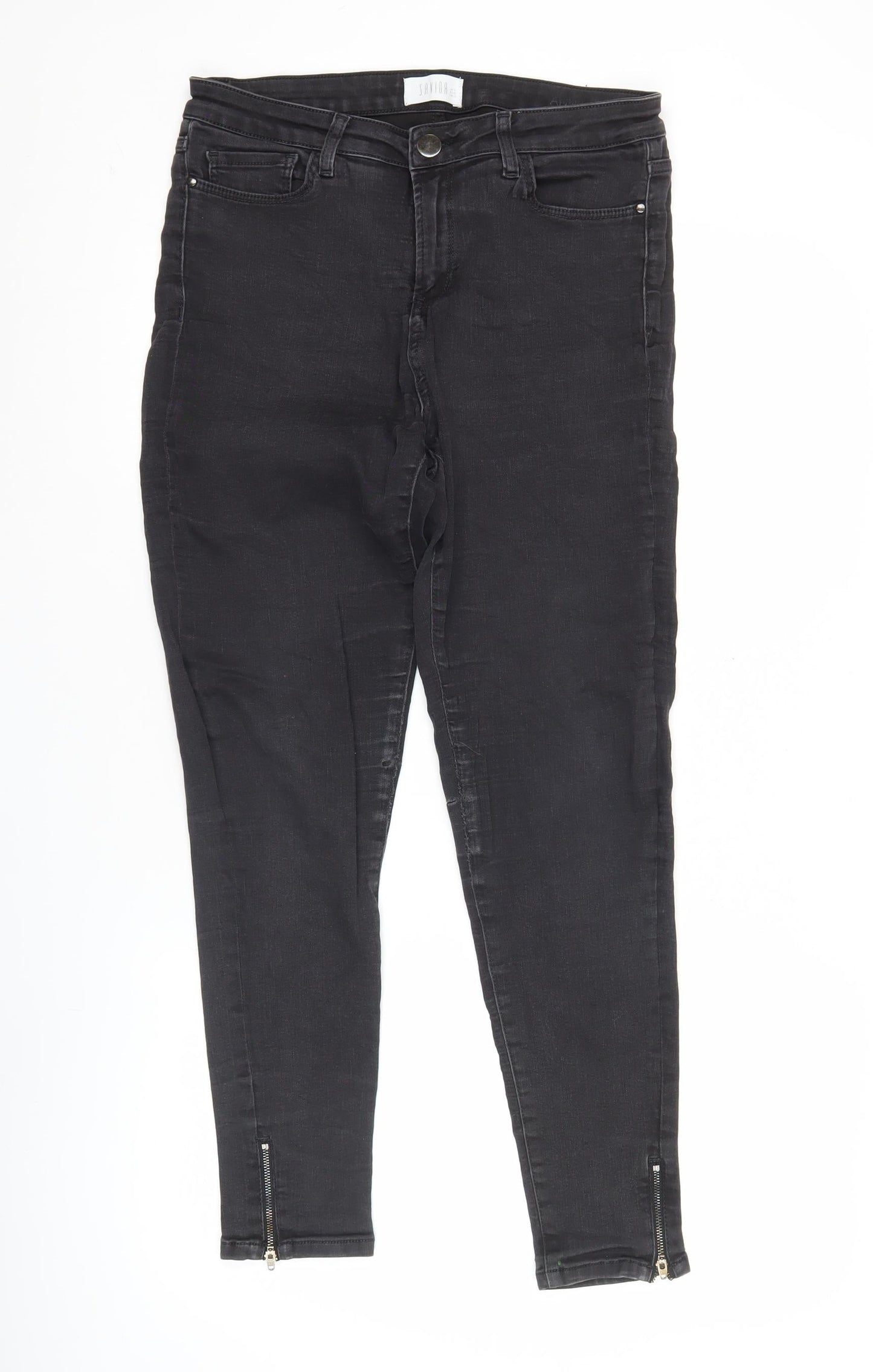 Savida Womens Black Size 16 Slim Jegging Jeans with Ankle Zip