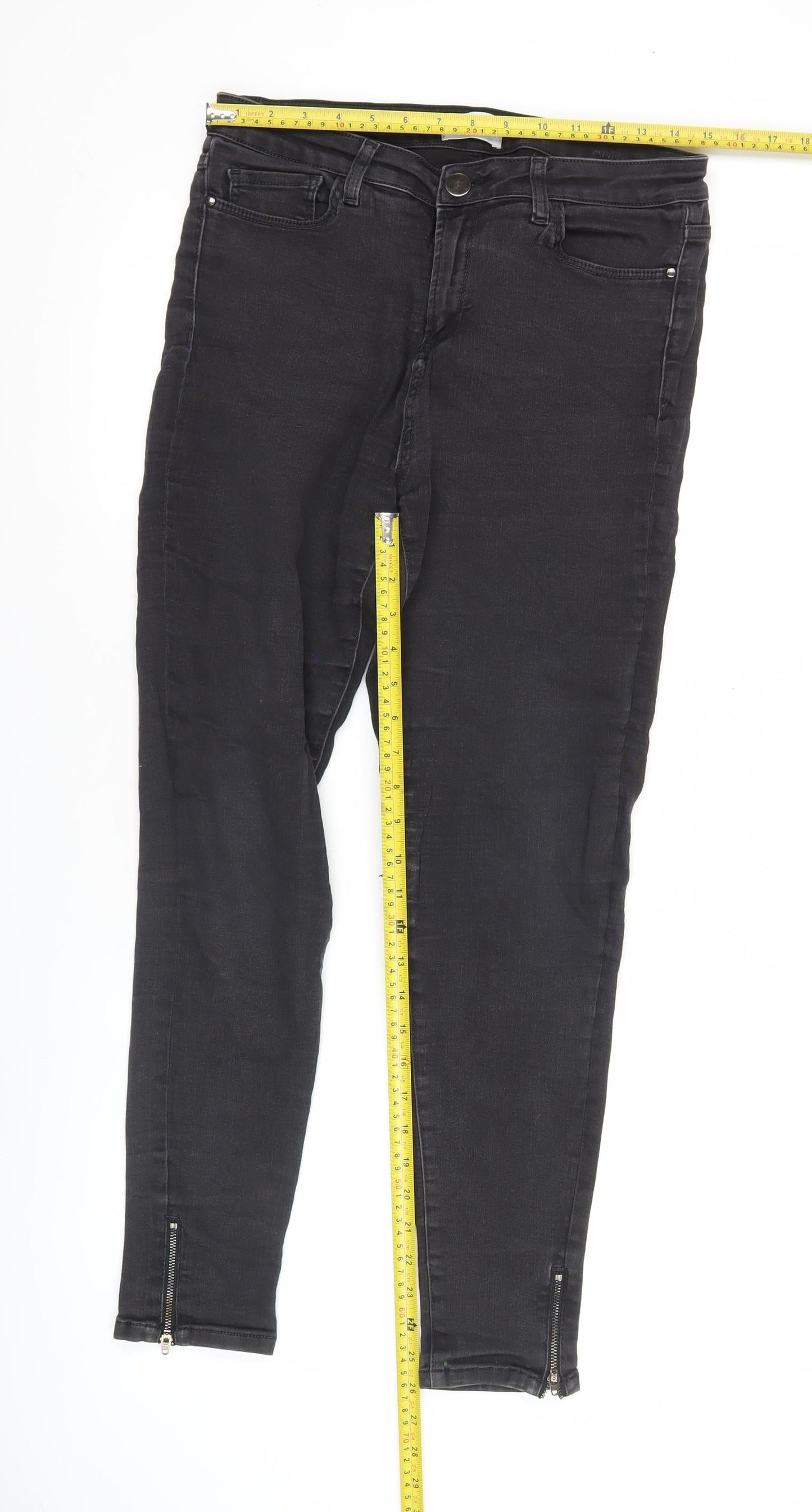 Savida Womens Black Size 16 Slim Jegging Jeans with Ankle Zip